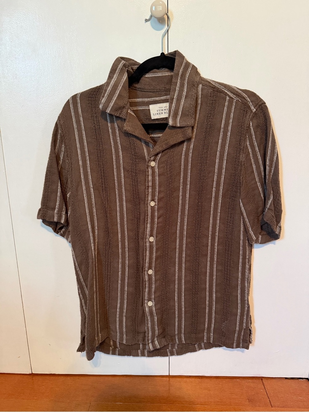 Abercrombie & Fitch Brown Striped Short-Sleeve Button-Down Shirt